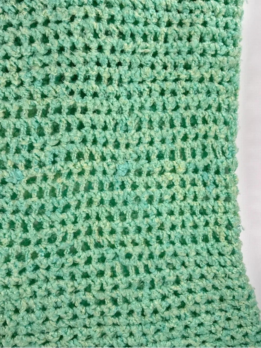 Handmade Mint Green Crochet Afghan Throw 46x44 Grandma Loves Me